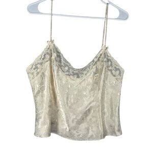 Victoria’s Secret Vintage Gold Label Silky Floral Lace Bow Tank Top Large